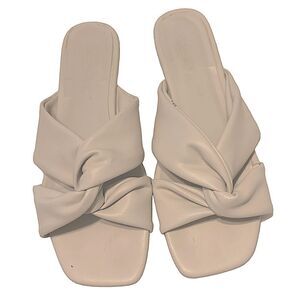 Banana Republic Twisted Knot Square Toe Slide Sandals Neutral Minimalist Sz 9